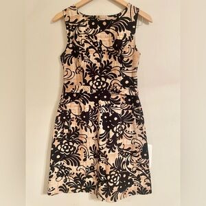 NWOT- Tabitha Anthropologie Parchment Flurry Black Tan Floral Sheath Dress 6